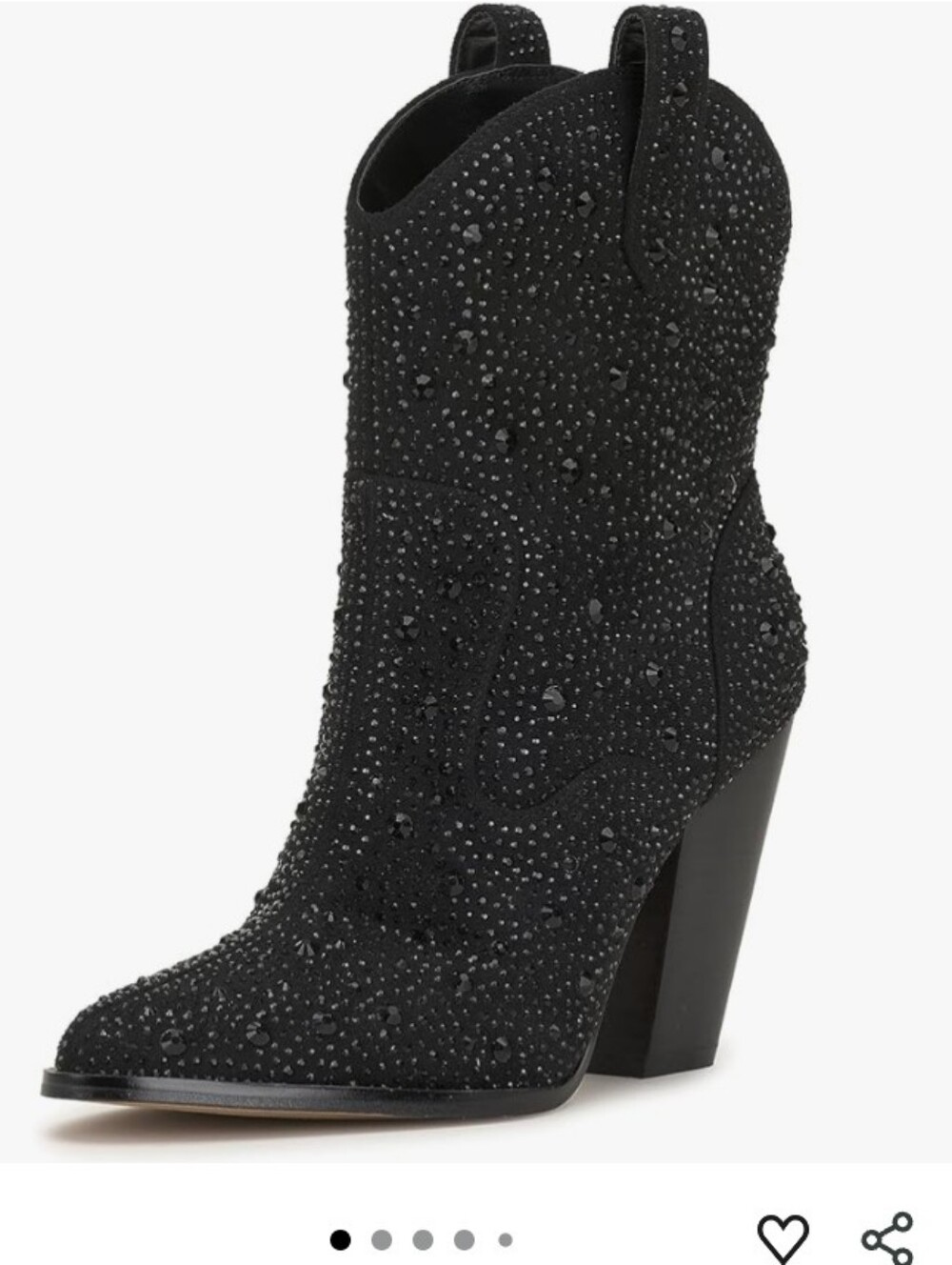 NWT.Jessica Simpson Black Rhinestone Western Ankle Booties - Picture 3 of 8